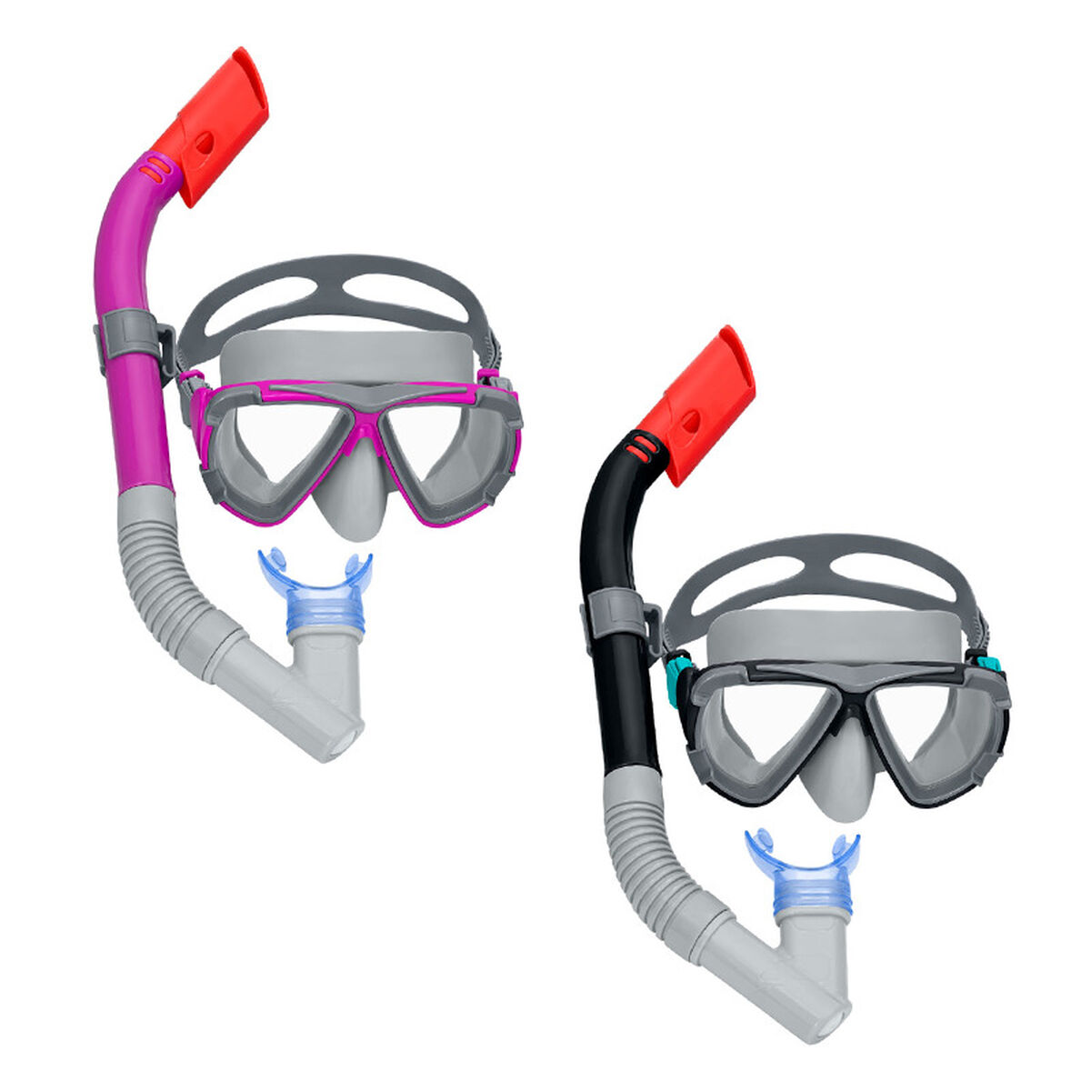Snorkel Goggles and Tube Bestway Black Pink Adult (1 Unit)
