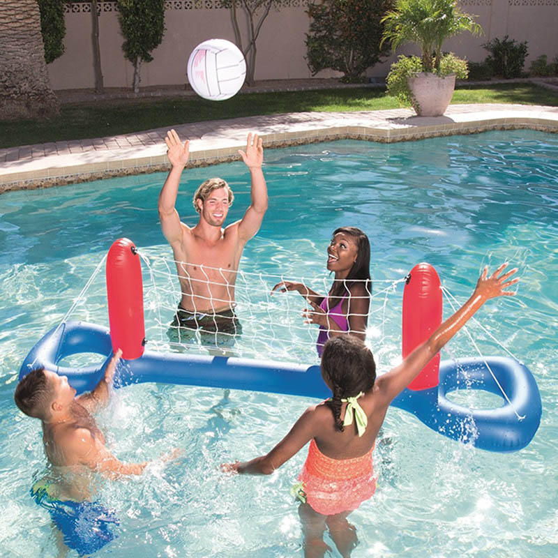 Outdoor Swimming Pool Accessories Inflatable Ring Throwing Ferrule Game Set Floating Pool Toys Beach Fun Summer Water Toy Football goal
