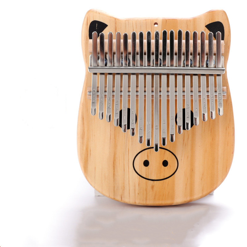 Solid Wood Cute 17-tone Cartoon Thumb Piano Pig